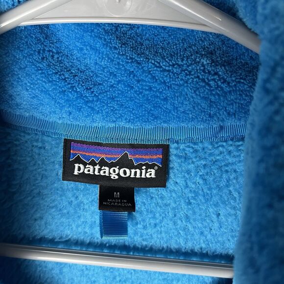 Patagonia Jacket M Blue Re-Tool Snap-T Pullover Sweater Pocket Polartec 187 - Picture 2 of 6